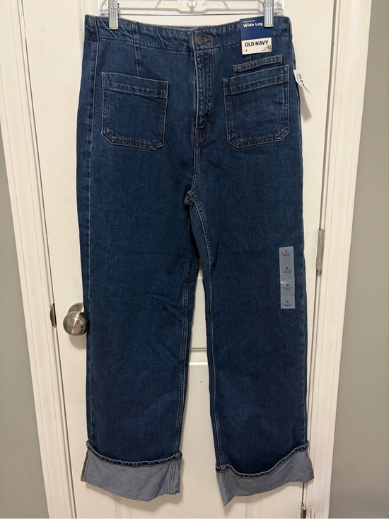 Old Navy Denim - Old Navy Women's Relaxed Wide-Leg Jeans in Dark Blue Denim